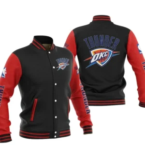 Oklahoma City Thunder Baseball Jacket NBA82210125032 - Gift For Fan Oklahoma City Thunder -Red Black