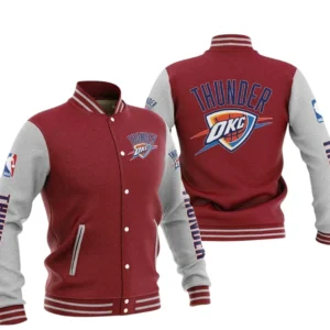 Oklahoma City Thunder Baseball Jacket NBA82210125032 - Gift For Fan Oklahoma City Thunder -Dark Red