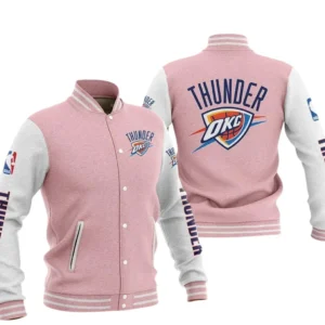 Oklahoma City Thunder Baseball Jacket NBA82210125032 - Gift For Fan Oklahoma City Thunder -Pink