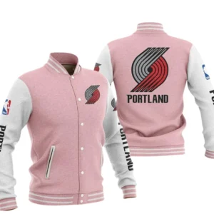 Portland Trail Blazers Baseball Jacket NBA82210125036 - Gift For Fan Portland Trail Blazers -Pink