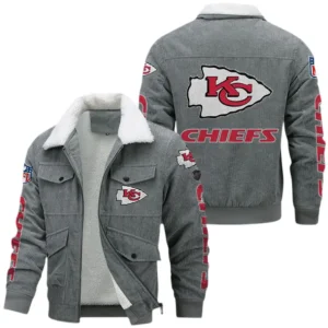 Kansas City Chiefs NFL Thickened Corduroy Jacket NFL87020625222, Gift For Fan Kansas City Chiefs - Gray