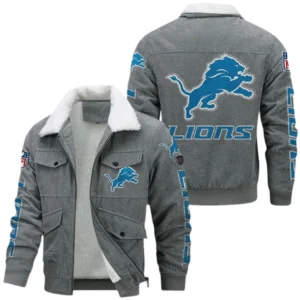 Detroit Lions NFL Thickened Corduroy Jacket NFL87020625223, Gift For Fan Detroit Lions - Gray
