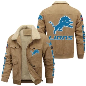Detroit Lions NFL Thickened Corduroy Jacket NFL87020625223, Gift For Fan Detroit Lions - Khaki