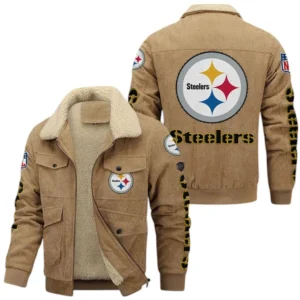 Pittsburgh Steelers NFL Thickened Corduroy Jacket NFL87020625224, Gift For Fan Pittsburgh Steelers - Khaki