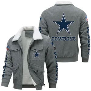 Dallas Cowboys NFL Thickened Corduroy Jacket NFL87020625225, Gift For Fan Dallas Cowboys - Gray