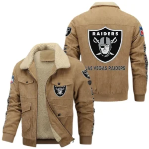 Las Vegas Raiders NFL Thickened Corduroy Jacket NFL87020625226, Gift For Fan Las Vegas Raiders - Khaki