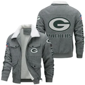 Green Bay Packers NFL Thickened Corduroy Jacket NFL87020625228, Gift For Fan Green Bay Packers - Gray