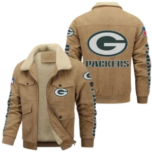 Green Bay Packers NFL Thickened Corduroy Jacket NFL87020625228, Gift For Fan Green Bay Packers - Khaki