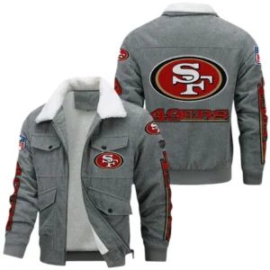 San Francisco 49ers NFL Thickened Corduroy Jacket NFL87020625231, Gift For Fan San Francisco 49ers - Gray