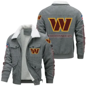 Washington Commanders NFL Thickened Corduroy Jacket NFL87020625232, Gift For Fan Washington Commanders - Gray