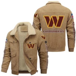 Washington Commanders NFL Thickened Corduroy Jacket NFL87020625232, Gift For Fan Washington Commanders - Khaki