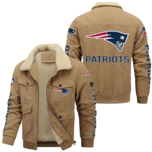 New England Patriots NFL Thickened Corduroy Jacket NFL87020625233, Gift For Fan New England Patriots - Khaki