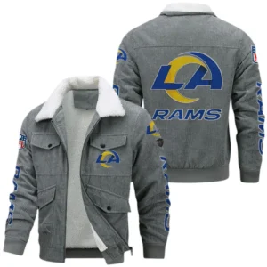 Los Angeles Rams NFL Thickened Corduroy Jacket NFL87020625234, Gift For Fan Los Angeles Rams - Gray