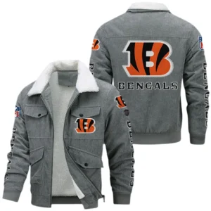 Cincinnati Bengals NFL Thickened Corduroy Jacket NFL87020625235, Gift For Fan Cincinnati Bengals - Gray