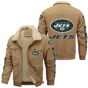 New York Jets NFL Thickened Corduroy Jacket NFL87020625236, Gift For Fan New York Jets - Khaki