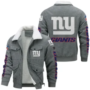 New York Giants NFL Thickened Corduroy Jacket NFL87020625237, Gift For Fan New York Giants - Gray
