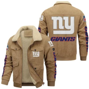 New York Giants NFL Thickened Corduroy Jacket NFL87020625237, Gift For Fan New York Giants - Khaki