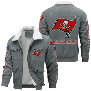 Tampa Bay Buccaneers NFL Thickened Corduroy Jacket NFL87020625239, Gift For Fan Tampa Bay Buccaneers - Gray