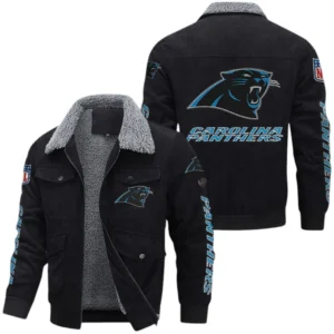 Carolina Panthers NFL Thickened Corduroy Jacket NFL87020625241, Gift For Fan Carolina Panthers - Black