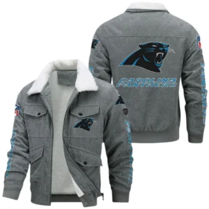 Carolina Panthers NFL Thickened Corduroy Jacket NFL87020625241, Gift For Fan Carolina Panthers - Gray
