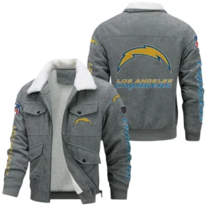 Los Angeles Chargers NFL Thickened Corduroy Jacket NFL87020625242, Gift For Fan Los Angeles Chargers - Gray