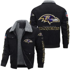 Baltimore Ravens NFL Thickened Corduroy Jacket NFL87020625243, Gift For Fan Baltimore Ravens - Black