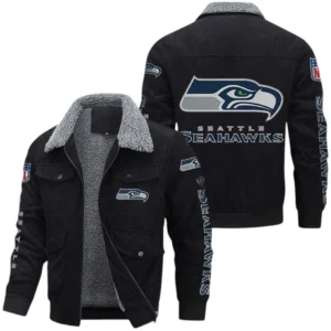 Seattle Seahawks NFL Thickened Corduroy Jacket NFL87020625244, Gift For Fan Seattle Seahawks - Black
