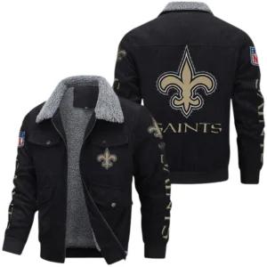 New Orleans Saints NFL Thickened Corduroy Jacket NFL87020625245, Gift For Fan New Orleans Saints - Black