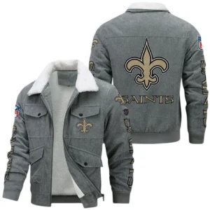 New Orleans Saints NFL Thickened Corduroy Jacket NFL87020625245, Gift For Fan New Orleans Saints - Gray