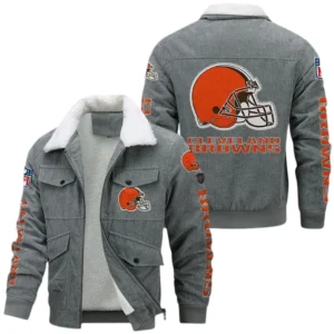 Cleveland Browns NFL Thickened Corduroy Jacket NFL87020625248, Gift For Fan Cleveland Browns - Gray