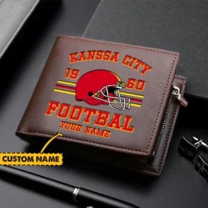 Kansas City Chiefs NFL Horizontal Leather Wallet NFL90020825692, Gift For Fan Kansas City Chiefs-Brown