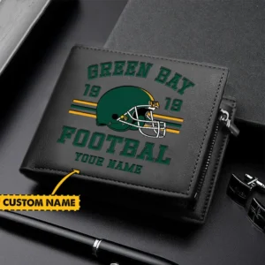 Green Bay Packers NFL Horizontal Leather Wallet NFL90020825707, Gift For Fan Green Bay Packers-Black