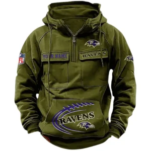 Baltimore Ravens NFL Tactical Quarter Zip Hoodie NFL91020725333, Gift For Fan Baltimore Ravens - Army Green