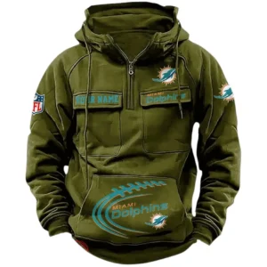 Miami Dolphins NFL Tactical Quarter Zip Hoodie NFL91020725340, Gift For Fan Miami Dolphins - Army Green