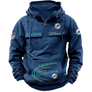 Miami Dolphins NFL Tactical Quarter Zip Hoodie NFL91020725340, Gift For Fan Miami Dolphins - Dark Blue