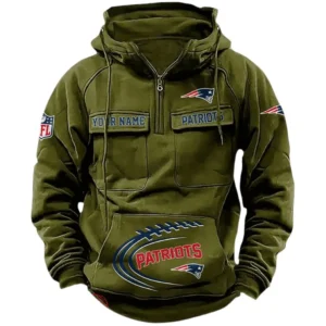New England Patriots NFL Tactical Quarter Zip Hoodie NFL91020725341, Gift For Fan New England Patriots - Army Green