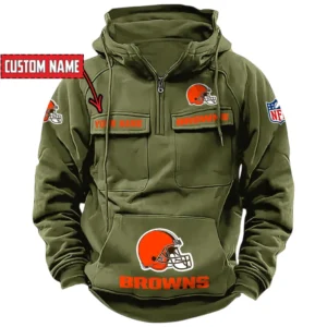 Cleveland Browns NFL Tactical Quarter Zip Hoodie NFL91020725342, Gift For Fan Cleveland Browns - Army Green