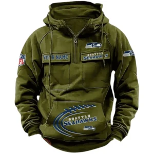 Seattle Seahawks NFL Tactical Quarter Zip Hoodie NFL91020725344, Gift For Fan Seattle Seahawks - Army Green