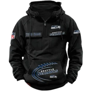 Seattle Seahawks NFL Tactical Quarter Zip Hoodie NFL91020725344, Gift For Fan Seattle Seahawks - Black