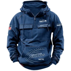 Seattle Seahawks NFL Tactical Quarter Zip Hoodie NFL91020725344, Gift For Fan Seattle Seahawks - Dark Blue