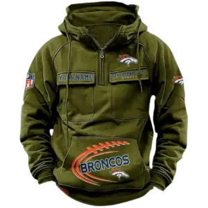 Denver Broncos NFL Tactical Quarter Zip Hoodie NFL91020725345, Gift For Fan Denver Broncos - Army Green