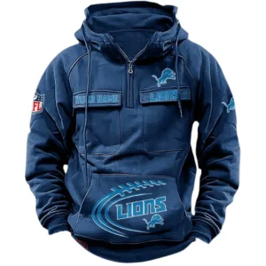 Detroit Lions NFL Tactical Quarter Zip Hoodie NFL91020725349, Gift For Fan Detroit Lions - Dark Blue