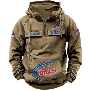 Buffalo Bills NFL Tactical Quarter Zip Hoodie NFL91020725361, Gift For Fan Buffalo Bills - Khaki