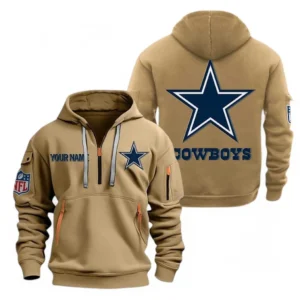 Dallas Cowboys NFL Hoodie Half Zipper NFL91020725558, Gift For Fan Dallas Cowboys - Khaki