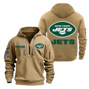New York Jets NFL Hoodie Half Zipper NFL91020725559, Gift For Fan New York Jets - Khaki