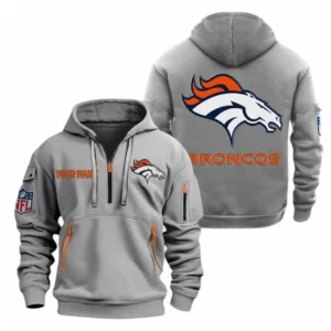 Denver Broncos NFL Hoodie Half Zipper NFL91020725561, Gift For Fan Denver Broncos - Gray