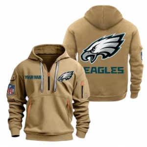 Philadelphia Eagles NFL Hoodie Half Zipper NFL91020725564, Gift For Fan Philadelphia Eagles - Khaki