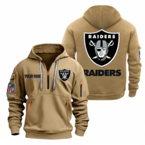 Las Vegas Raiders NFL Hoodie Half Zipper NFL91020725567, Gift For Fan Las Vegas Raiders - Khaki