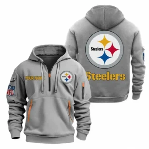 Pittsburgh Steelers NFL Hoodie Half Zipper NFL91020725569, Gift For Fan Pittsburgh Steelers - Gray