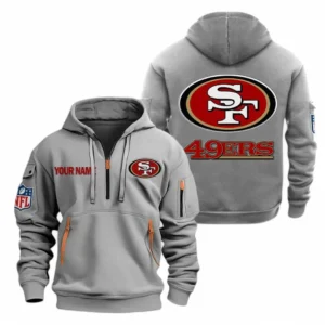 San Francisco 49ers NFL Hoodie Half Zipper NFL91020725570, Gift For Fan San Francisco 49ers - Gray